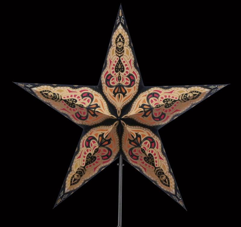 SUMITA Copper/Goldglitter - Foldable glowing star, paper poinsettia with 5 points, 60 cm